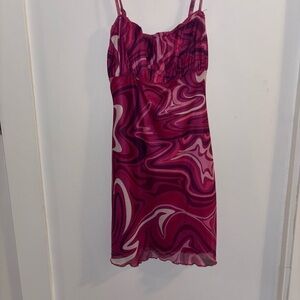 PrettyLittleThing Fuchsia Swirl Mini Dress